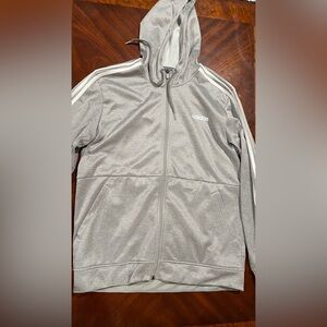 Adidas Full Zip Hoodie‎ Sweatshirt light gray Mens Size L